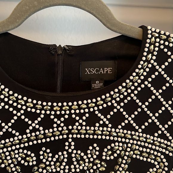 Xscape dress long sleeve size 8 beading white & muted gold Balmain inspo - Picture 3 of 9